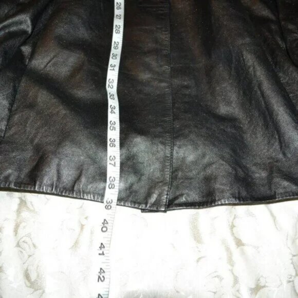 Gian Mori Designer Vintage 80s Black Leather Dress Duster Coat Jacket 40 M 6-8 - Picture 10 of 13